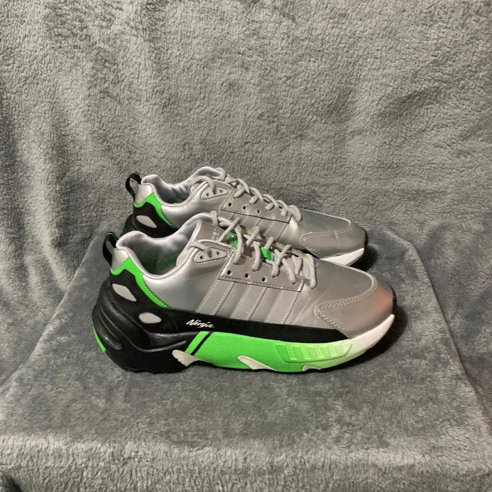 Adidas Kawasaki Ninja ZX22 Boost Silver Green Mens Sneakers GW2125 Size 8